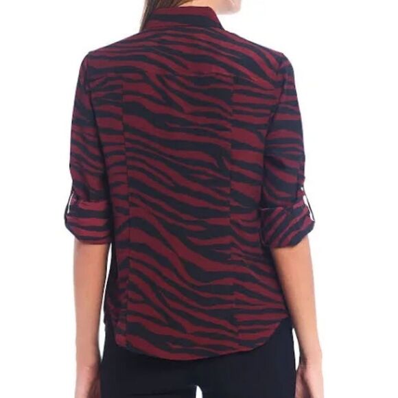 Michael Michael kors womens full-zip tiger striped small blouse - Picture 3 of 11